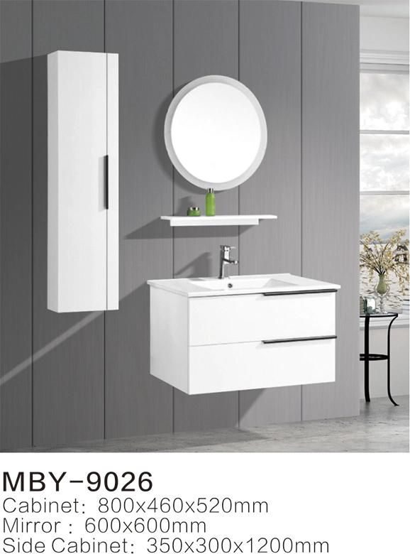 Modern Wall Mounted Waterproof Hotel PVC or MDF Bathroom Cabinet with Mirror