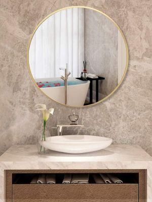 China Factory Gold Round Metal Framed Wall Mirror Solid Construction Glass Wall Mirror Vanity Bedroom Bathroom Home Decoration