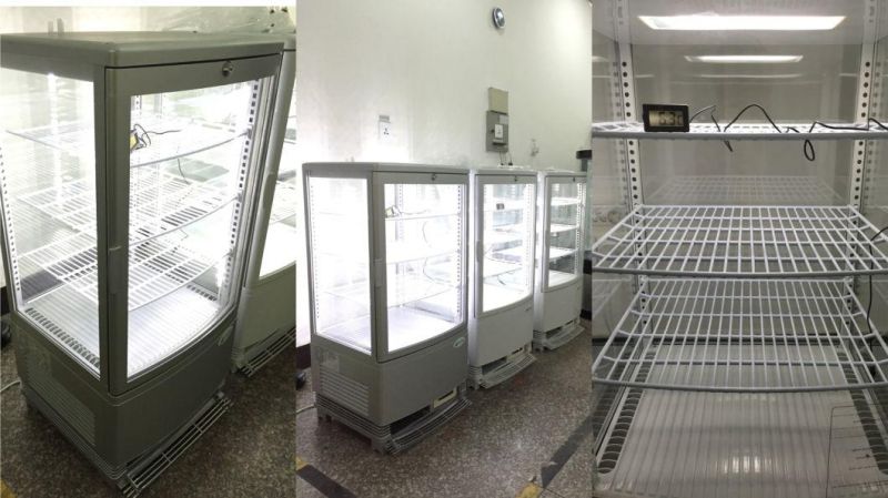 4 Side Glass Refrigerated Showcase Display Cooler for Juice and Beverage