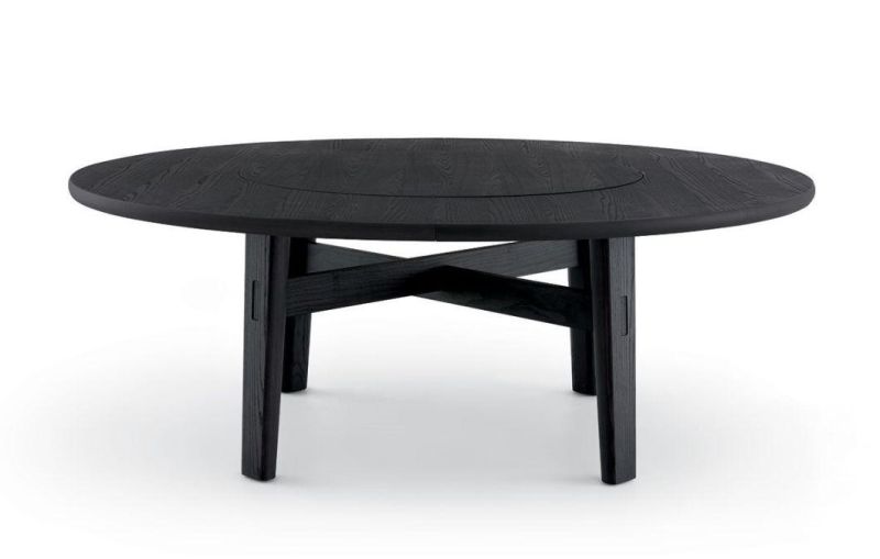Pfd-005 Dining Table //MDF with Oak Venner Matte// Including The Turntable Marble or Ceramic//Ash Wood Base