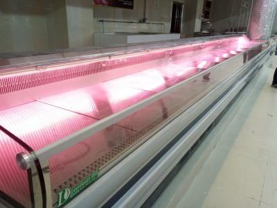 with Good Quality Compressor Curved Glass Cover Fresh Meat Deli Display Chiller Showcase