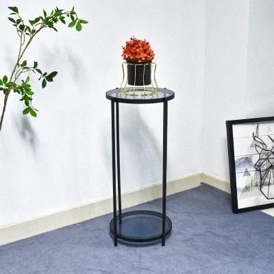 Modern Style New Design Featured Glass and Metal Vertical Round Small Decorative Display Table