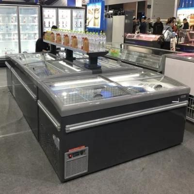 R290 Gas Commercial Island Freezer Refrigerator Showcase