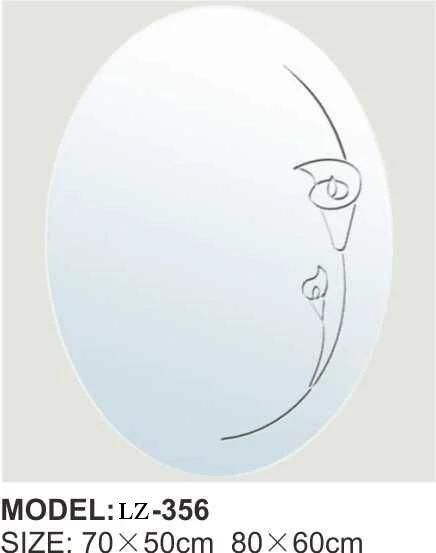 Sliver Oval Carved Bathroom Makeup Mirror (LZ-356)