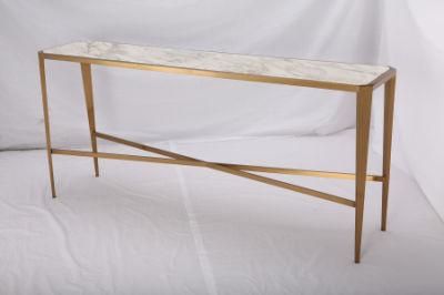 Rectangular Gold Stainless Steel Tempered Glass Console Table