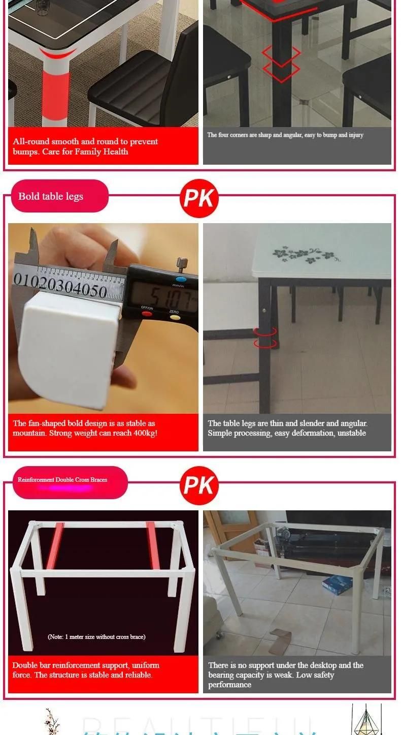 Small Modern Tempered Glass Table with Steel Frame