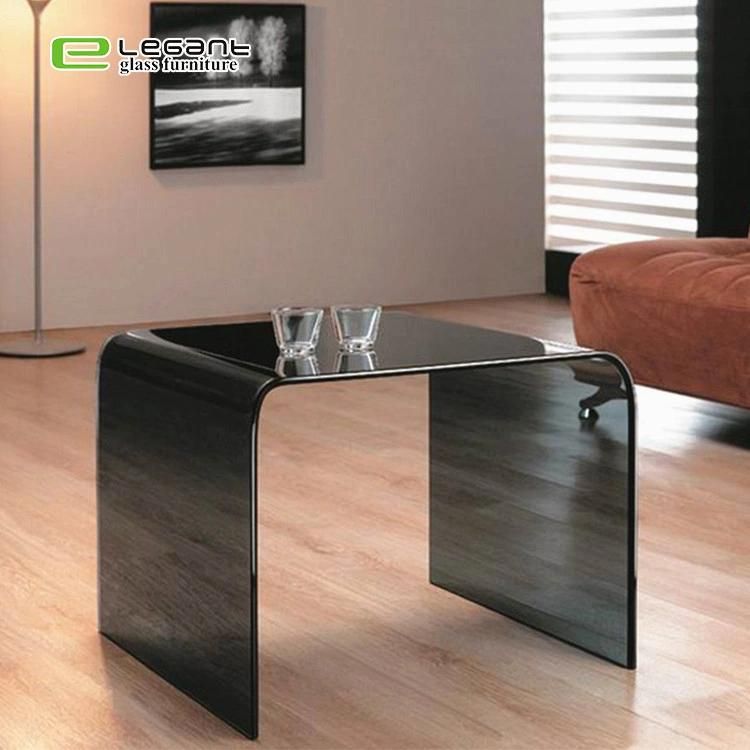 Newest Design Modern Hot Bent Gray Tempered Glass Coffee Nesting Table Price