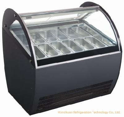 Gelato Cabinet Curved Refrigeration Showcase Ice Cream Freezer Display Commercial Deep Freezer