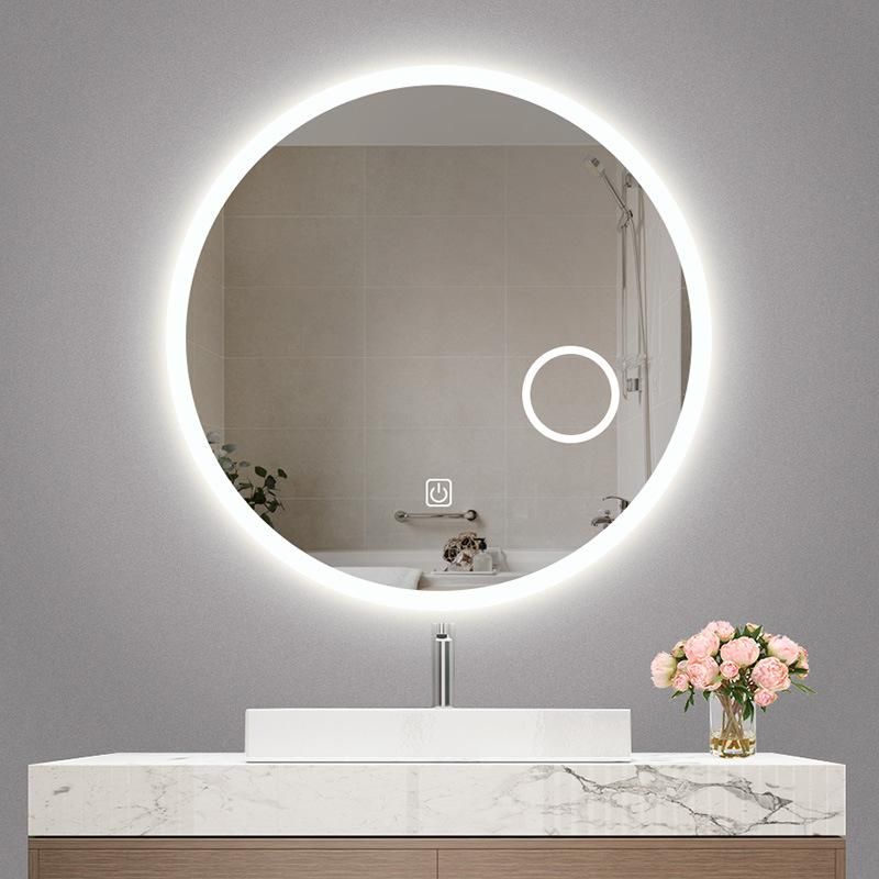 Wall Mounted Defogging 3000K- 6500K Hotel Bathroom LED Lighting Mirror with Touch Sensor