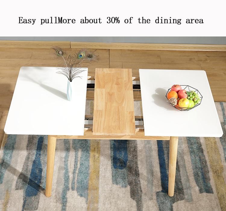 Space-Saving Nordic Design Adjustable Table Dining Table Set 6 Seater Modern Luxury White Top Extendable Dining Table