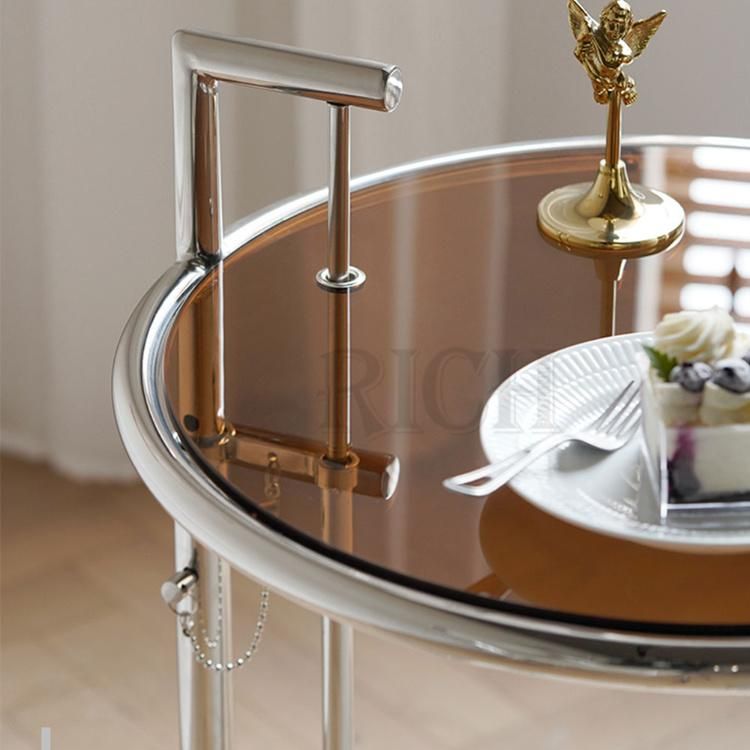 Red Metal Frame Tempered Glass Side Table Coffee Table for Hotel