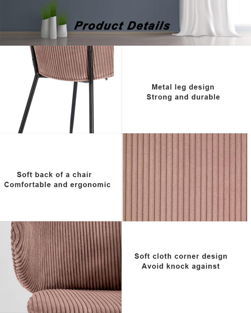 Modern Design Home Living Room Furniture Fabric Velvet Dining Room Chair with Metal Legs for Cafe