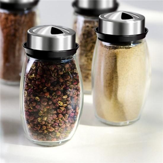 360 Rotate Popular 6PCS Glass Glass Spice Jar Set and Rack