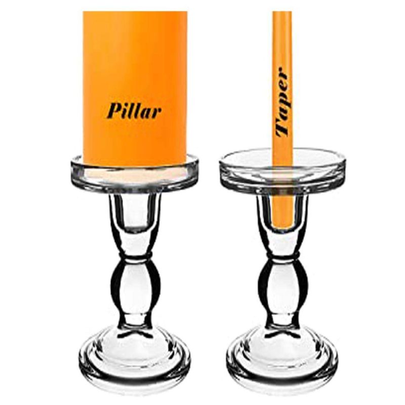 Glass Candle Holder Multiple Size Choices Pillar & Taper Candle Holders Wedding Centerpieces Candlestick Holders