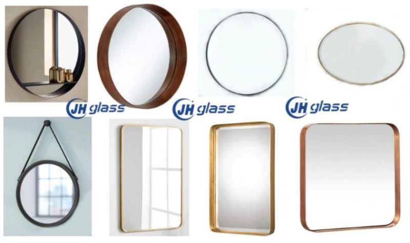 Jh Stylish Frame Mirror Wall Mirror Bathroom Gold Frame Round Shape Dressing Mirror