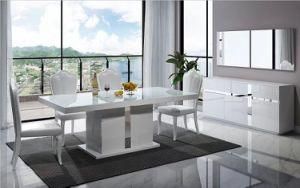 MDF Stainless Steel Dining Room Glass Dining Table Set and Chair Tempered Glass Desk Modern Home Furniture