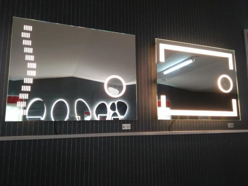 Decoraport Large Horizontal Rectangle Mirror LED Illuminated Backlit Wall Mount Bathroom Vanity Mirrors for Hotel Office and Bar