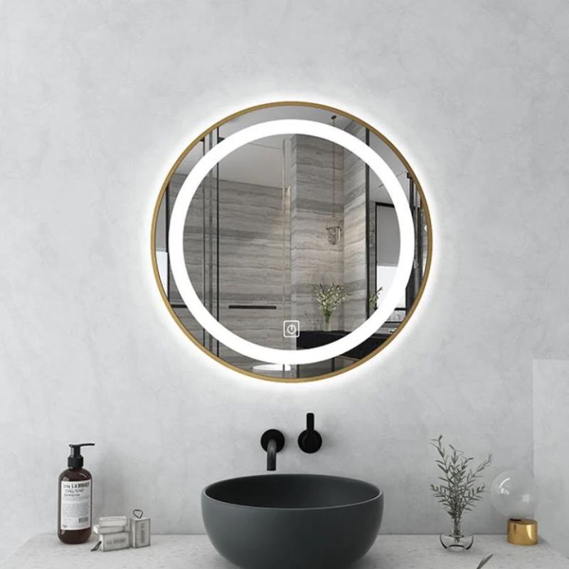 Modern Round Anti-Fog Illuminated LED Bathroom Mirror with Touch Switch