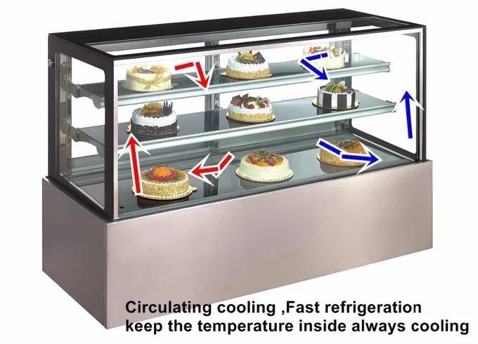 Supermarket Merchandising Refrigerator Glass Door Cake Showcase Fridge with Ce