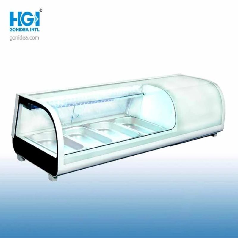 Curved Table Top LED Light Table Sushi Display Cabinet Refrigerator Glass Showcase CS-42