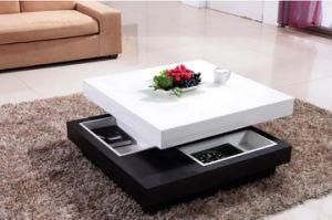 MDF Living Room Moveable Sliding Center Side End Tea Coffee Table Tempered Glass Modern Home Furniture