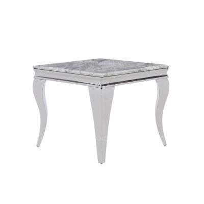 Qiancheng Furniture Black Metal Marble Glass Nesting Coffee Table