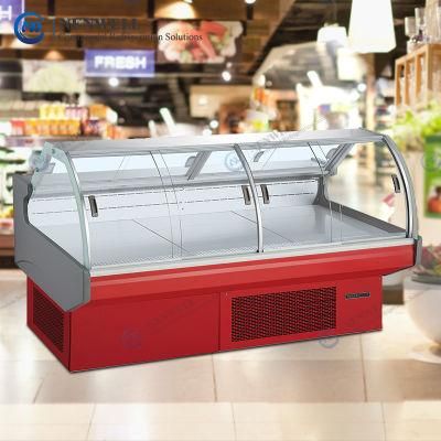 Grocery Store Plug-in Curved Glass Deli and Salad Serve Over Fridge Refrigerated Display Counter Price for Sale (NW-SG20AYM)