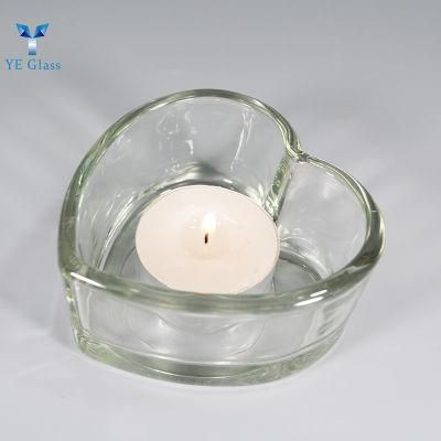 Heart-Shaped Design Transparent Glass Candle Cup Candle Holder