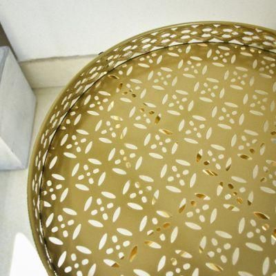 European Fashion Style Office Coffee Table Round Shape Metal Golden Coffee Tea Table