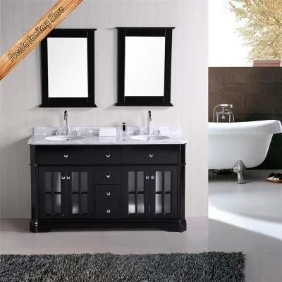 Fed-1014 60inch Double Sinks Free Stading Espress Forst Glass Door Bathroom Vanity