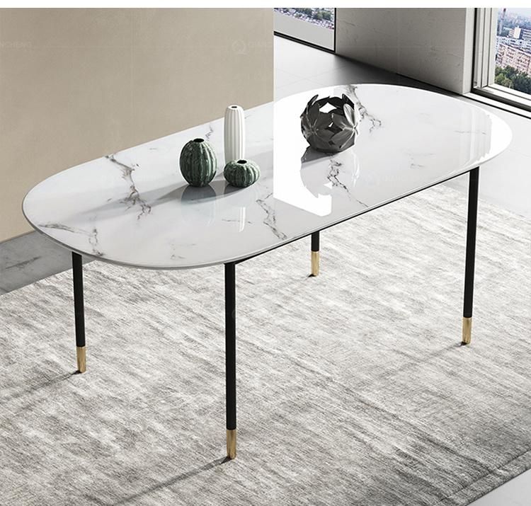 Popular Single Italian Design White Marble Dining Table Set