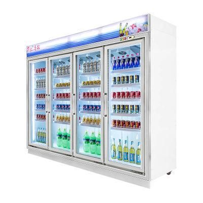 Refrigerated Display Cabinet with 4 Door Refrigerated Beverage for Display Showcase