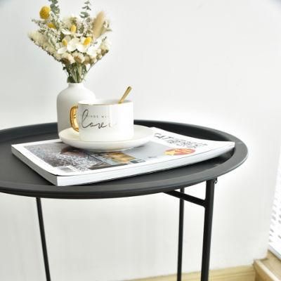 Manufacture Price Simple Style Black Metal Legs Foldable Tray Table