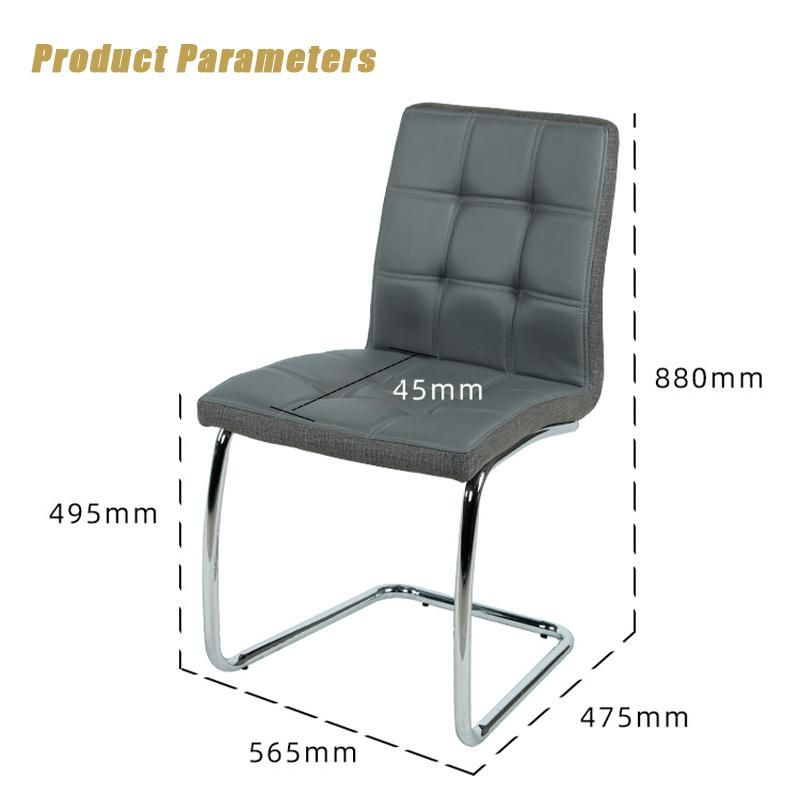 China Wholesale Home Restaurant Dining Room Furniture PU Leather Dining Chair with Chromed Frame