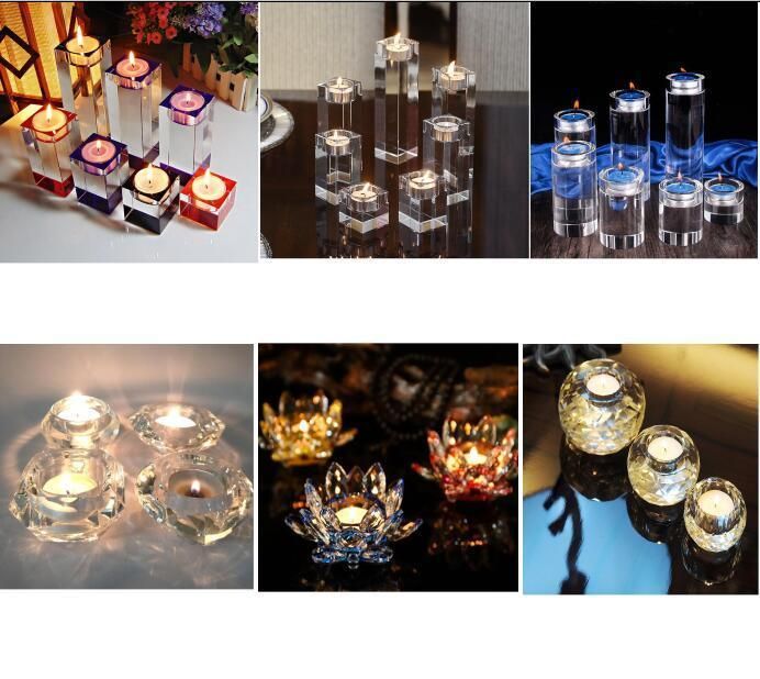 Cutom Photo 3D Engraved Crystal Glass Cube Tealight Christian Candle Holder