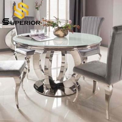 American Style Dining Table Set Restaurant Round Glass Dinner Table