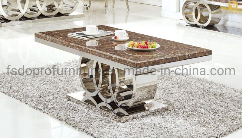High Fashion Stainless Steel Living Room Coffee Table Furniture in Gold or Silver -C10