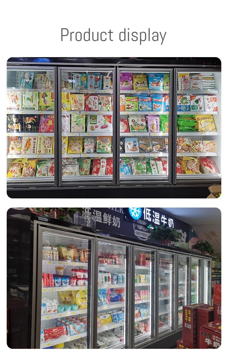 Vertical Multideck Glass Door Commercial Freezer Refrigerator Showcase