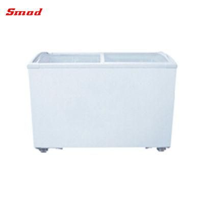 Sliding Curved Glass Door Chest Freezer Refrigerated Ice Cream Showcase