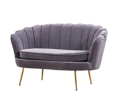 Modern Titanium Plated Stainless Steel Legs Long Sofa Chair Velvet Living Room Sofa Chair