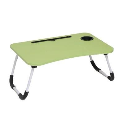 Simple Style Adjustable Folding Computer Desks Portable Wooden Laptop Table with Card Slot Cup Holder