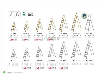 Powder Coating Aluminium Ladder Multifunction Retractable Folding