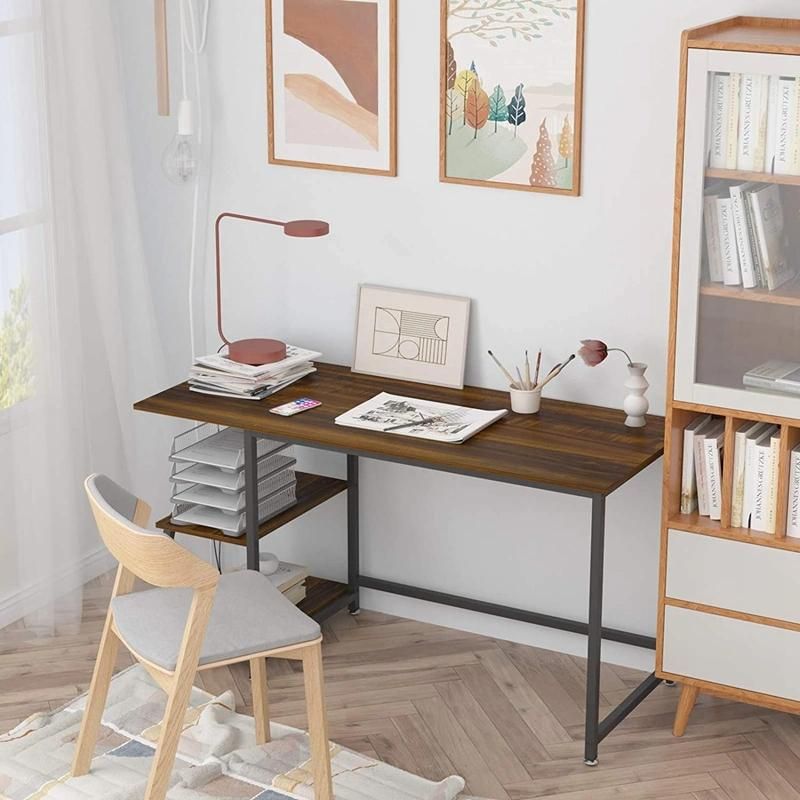 Furniture L Shaped Metal Frame Wood Writing Desk Table Home Large Corner Studio Computer Desk
