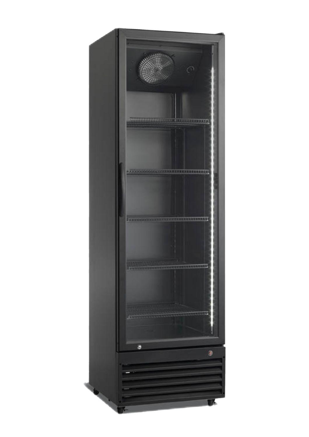 Malaysia Vietnam Phippines The Best OEM Black Color Glass Display Showcase Drink Beverage Single Door Cooler