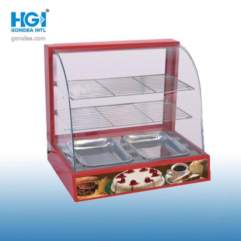 Curved Glass Warm Display Cabinet Food Warmer Display Showcase Dh-2p