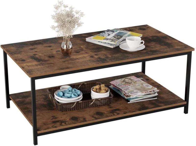 Hight Quality Metal Frame Modern Wooden Coffee Table