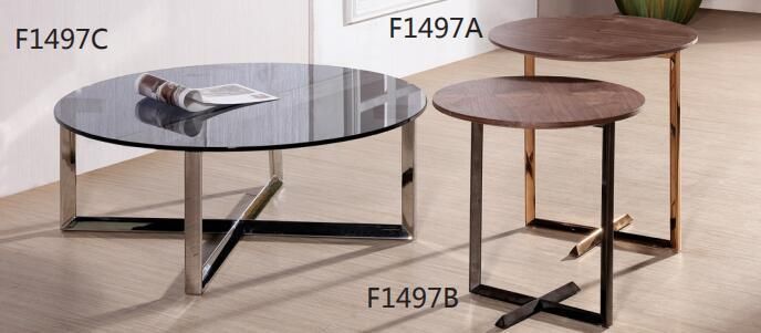 Modern Design Simple Coffee Tea Table with Stainless Steel Frame Tempered Glass Top