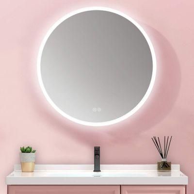 Round Frameless LED Bathroom Mirror with Lighting Dimmer Antifog Home Decoration Furniture for Bathroom Hotel Beauty Salon Makeup Wall Mounted