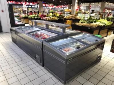 Commercial Supermarket Used Glass Door Freezer Island Chiller Cabinet Display