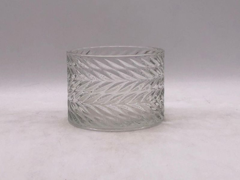 Elegant Clear Glass Candle Holder with Pattern and Glass Lid